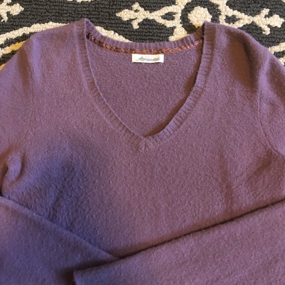 Aeropostale slim fit fuzzy purple sweater. Size M. - Picture 7 of 8